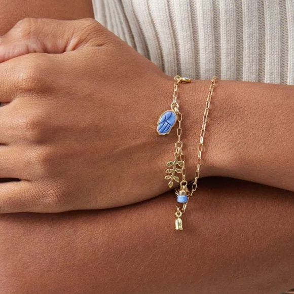 Isabel Marant Double Chain Gold Evil Eye Charm Bracelet - Picture 3 of 8